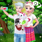 Elsa Couple Travel Selfie With Pet